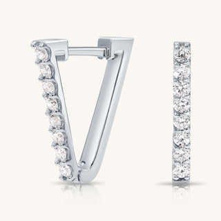 White Gold V Shape Huggie Hoops