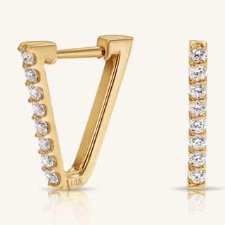 Gold V Shape Huggie Hoop