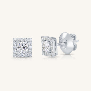 White Gold Diamond Square Studs