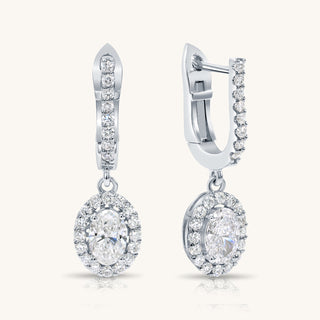 White Gold Oval Dangle Earrings