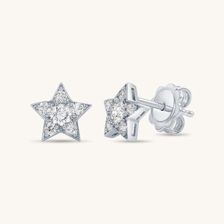 White Gold Diamond Star Earrings