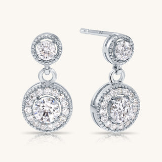 White Gold Round Dangle Earrings