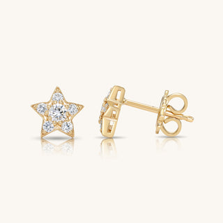 Gold Diamond Star Earrings