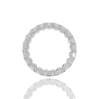 Cushion Cut Lab Grown Diamond Engagement Ring with Milgrain Scalloped Pave Band