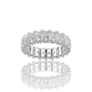 Cushion Cut Lab Grown Diamond Engagement Ring with Milgrain Scalloped Pave Band