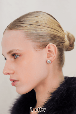 14K Gold Round Lab Grown Diamond Stud Earrings - IGI Certified - Screw Back