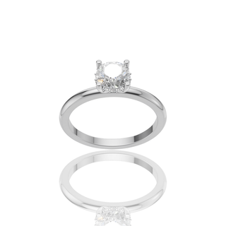 Round Lab Grown Diamond Solitaire Engagement Ring with Hidden Halo