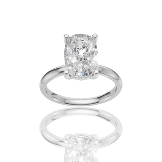 Pear Shape Lab Grown Diamond Engagement Ring with Hidden Halo Plain Band