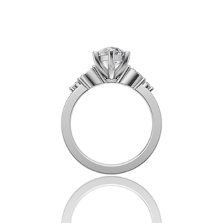 Pear Shape Lab Grown Diamond Engagement Ring with Cluster Side Stones