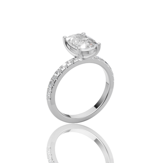 Oval Cut Lab Grown Diamond Engagement Ring with Hidden Halo Pave Band