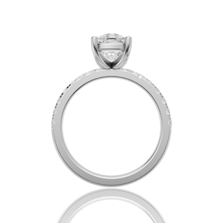 Oval Cut Lab Grown Diamond Engagement Ring with Hidden Halo Pave Band