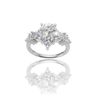 Oval Cut Lab Grown Diamond Engagement Ring with Baguette Side Stones