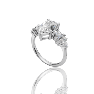 Oval Cut Lab Grown Diamond Engagement Ring with Baguette Side Stones