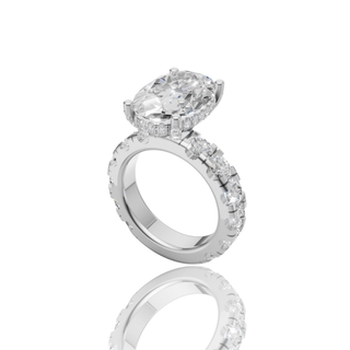 Pear Shape Lab Grown Diamond Engagement Ring with Eternity Band Setting