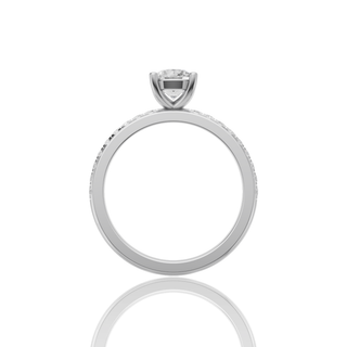 Round Lab Grown Diamond Engagement Ring with Pave Band
