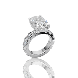 Pear Shape Lab Grown Diamond Engagement Ring with Eternity Band Setting