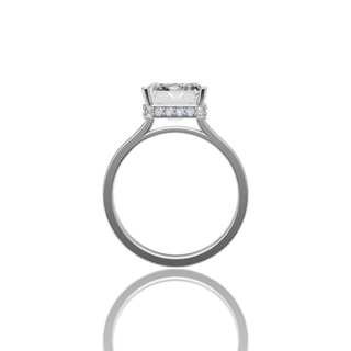 Emerald Cut Lab Grown Diamond Engagement Ring with Hidden Halo Pave Band