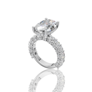 Oval Cut Lab Grown Diamond Engagement Ring with Luxe Round Stone Band