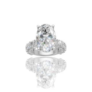Oval Cut Lab Grown Diamond Engagement Ring with Luxe Round Stone Band