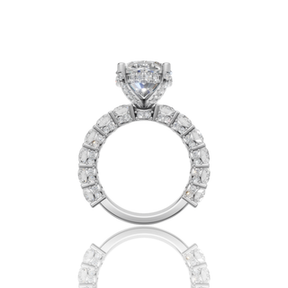Oval Cut Lab Grown Diamond Engagement Ring with Luxe Round Stone Band