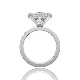Cushion Cut Lab Grown Diamond Engagement Ring with Floating Bezel Plain Band