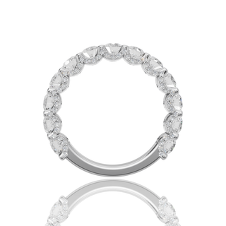 Oval Cut Lab Grown Diamond Engagement Ring with Scalloped Pave Hidden Halo