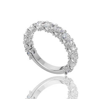 Oval Cut Lab Grown Diamond Engagement Ring with Scalloped Pave Hidden Halo