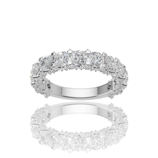 Oval Cut Lab Grown Diamond Engagement Ring with Scalloped Pave Hidden Halo