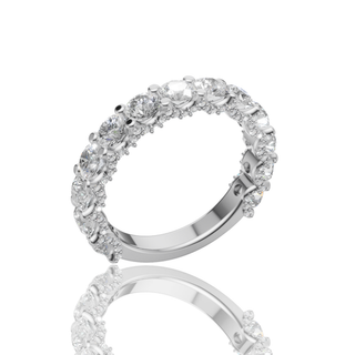 Oval Cut Lab Grown Diamond Engagement Ring with Scalloped Pave Hidden Halo