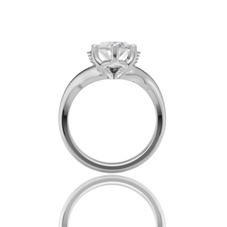 Marquise Cut Lab Grown Diamond Solitaire Ring with V-Shape Plain Band