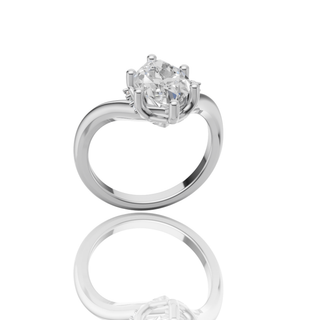 Marquise Cut Lab Grown Diamond Solitaire Ring with V-Shape Plain Band