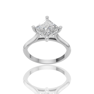 Princess Cut Lab Grown Diamond Solitaire Ring with Cathedral Band