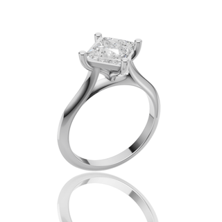 Princess Cut Lab Grown Diamond Solitaire Ring with Cathedral Band