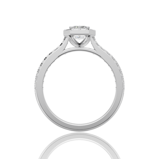 Emerald Cut Lab Grown Diamond Engagement Ring with Full Halo Pave Band