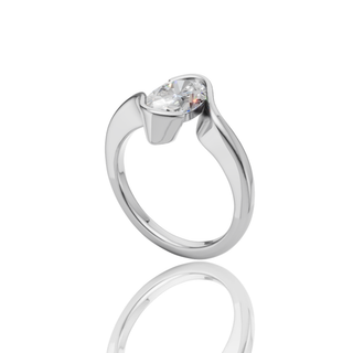 Oval Cut Lab Grown Diamond Engagement Ring with Bezel Bypass Wave Band