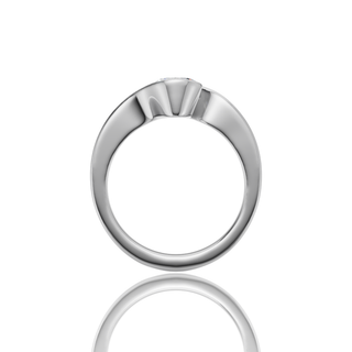 Oval Cut Lab Grown Diamond Engagement Ring with Bezel Bypass Wave Band