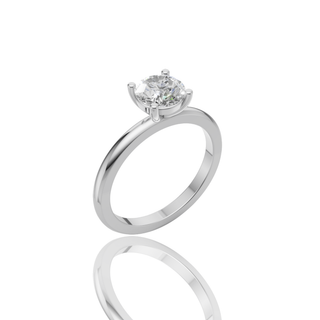 Round Lab Grown Diamond Engagement Ring with Solitaire Plain Band