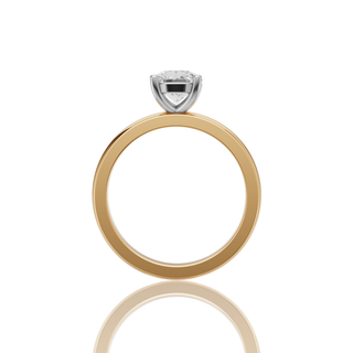 Round Lab Grown Diamond Engagement Ring with Two-Tone Gold Plain Band