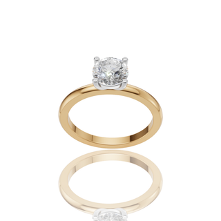 Round Lab Grown Diamond Engagement Ring with Two-Tone Gold Plain Band