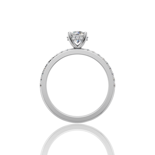 Round Lab Grown Diamond Engagement Ring with Two-Tone and Pave Band
