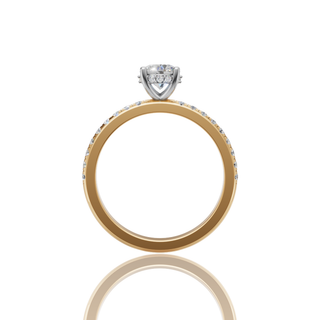Round Lab Grown Diamond Engagement Ring with Two-Tone and Pave Band