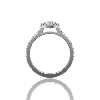 Round Lab Grown Diamond Halo Engagement Ring with Pave Band