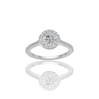 Round Lab Grown Diamond Halo Engagement Ring with Pave Band