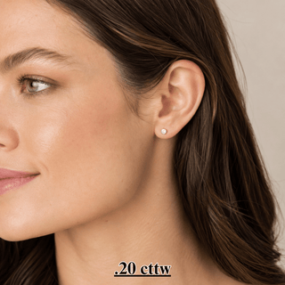 14K Gold Round Lab Grown Diamond Stud Earrings - IGI Certified - Screw Back