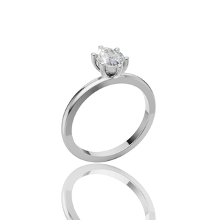 Oval Lab Grown Diamond Engagement Ring with 6-Prong Solitaire Plain Band