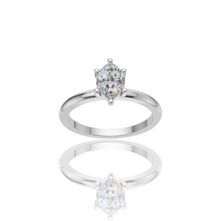 Oval Lab Grown Diamond Engagement Ring with 6-Prong Solitaire Plain Band