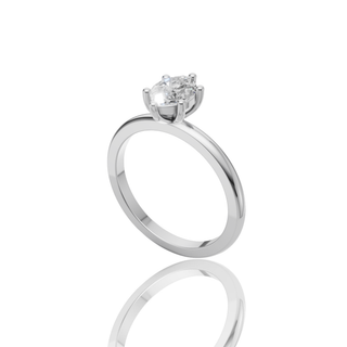 Oval Lab Grown Diamond Engagement Ring with 6-Prong Solitaire Plain Band