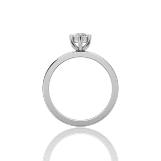 Oval Lab Grown Diamond Engagement Ring with 6-Prong Solitaire Plain Band
