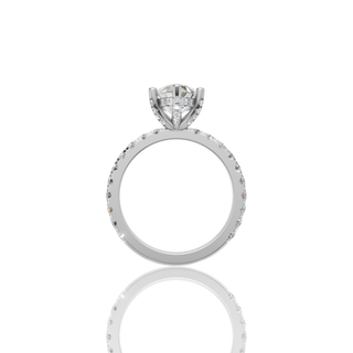 Pear Shape Lab Grown Diamond Engagement Ring with Hidden Halo Pave Band