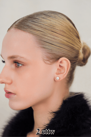 14K Gold Round Lab Grown Diamond Stud Earrings - IGI Certified - Screw Back